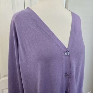 Rebecca Moses Lavender V-Neck Button Cardigan